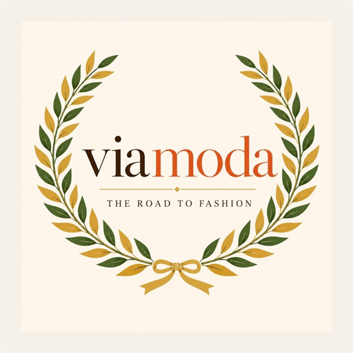 Viamoda emblem — a laurel wreath around the Viamoda wordmark